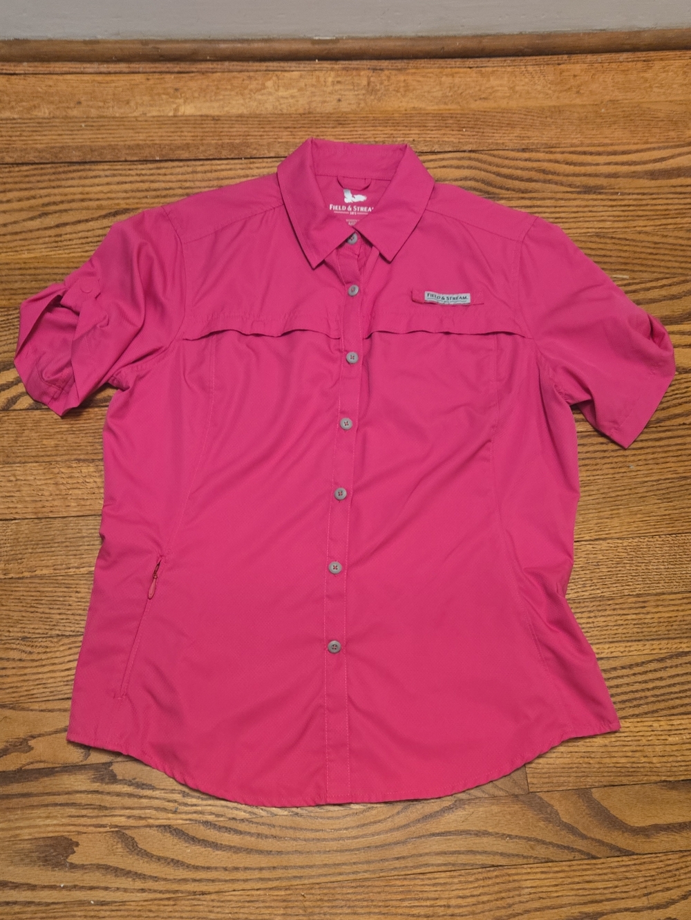 Field & Stream Vented Outdoor Pink Short Sleeve Shirt Hiking Fishing Boating
